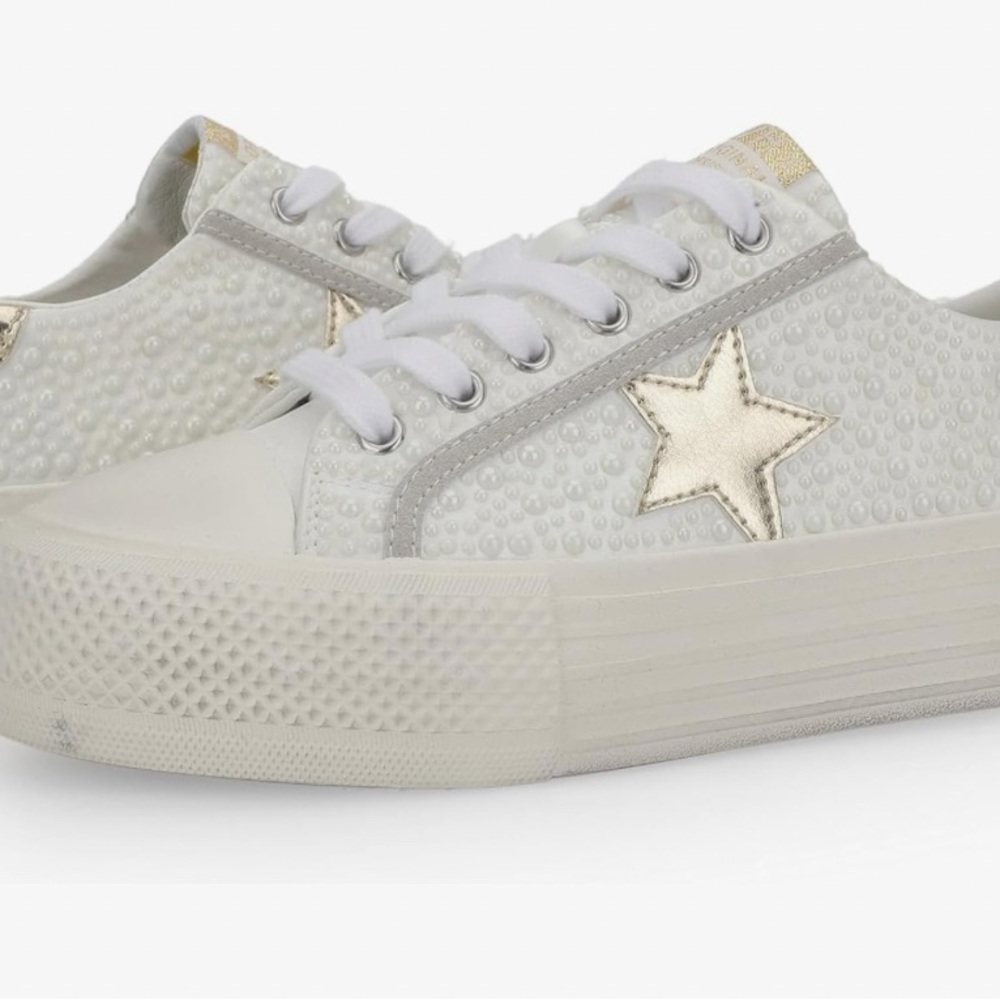 Vintage Havana White and Gold Star Sneakers